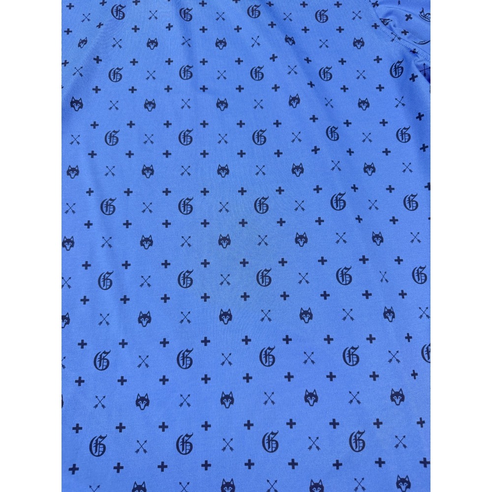 Greyson Mens XL Blue Monogram Wolf Head G Logo Golf Polo Shirt - Picture 13 of 13